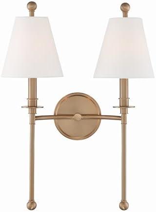 Crystorama Riverdale 2 Light Aged Brass Sconce