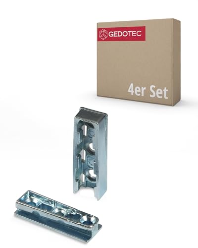 Gedotec Conectores para muebles de metal ocultos | 4 juegos de conectores de cuerpo | SOLID | Conector de montaje para camas, muebles y construcción de metal | Capacidad de carga de hasta 250 kg