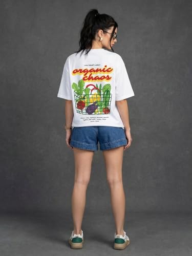 Image of JUNEBERRY Women's Oversized Graphic T-Shirt Retro Floral & Vintage Aesthetic Print, Loose Fit Casual Streetwear Tee, Trendy Baggy Style, (Sizes S-2XL)