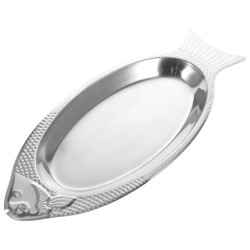 SHOWERORO Plato de Pescado al Vapor de Acero Inoxidable Imán Bandeja Decorativa de 39 CM Resistente a Altas Temperaturas Adecuado para Cocina y Vajilla de Hogar