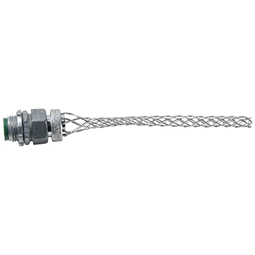 Legrand Pass & Seymour BOX30 Flexcor Wire Mesh Grip Wide Range Straight Male Dust Tight 1/2 NPT 0.300-0.430 Cable Grip Range Silver (1 Count)