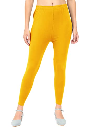 Image of POPOLO Women's Super Soft Ankle Length Cotton Lycra Solid Stretchable Legging