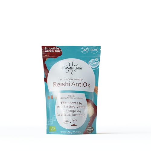 HIFAS DA TERRA - Reishi Antiox 100% Polvo de Reishi - Superfood Polvo de Hongos - Antioxidante, Refuerza el Sistema Inmunitario y Protege el Envejecimiento Celular - 100 g