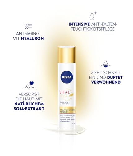 NIVEA Vital SOJA Anti-Age Straffendes Serum, intensives Feuchtigkeitsserum für reife Haut mit natürlichem Soja-Extrakt, straffende Gesichtspflege mit Hyaluronsäure (40 ml) 2