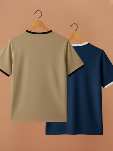 Image of YAZOLE Men's Round Neck Solid T Shirt | Regular Fit Lycra Blend Half Sleeve Tee | Casual Gym Running Walking Sports Office Travel | Stretch Fabric | Comfortable for Everyday use | (S to XXL)