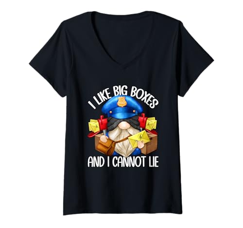 Femme Funny Adult Humor Mail Carrier Accessories for Work GNOME T-Shirt avec Col en V