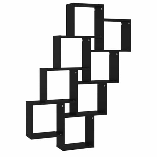 vidaXL Étagère Murale Cube, Support Suspendu avec Compartiments, Meuble Flottant Salon Salle de Séjour, Moderne, Noir Bois d'Ingénierie