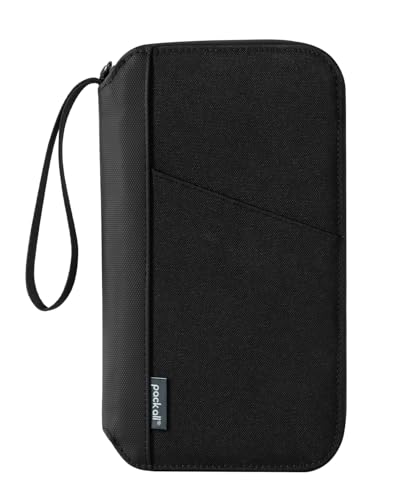pack all Travel Passport Holder with RFID Blocker, Water-Resistant Passport Wallet with Wrist Strap, Multiple Family Airplane Document Organizer for Cards, Boarding Pass, ID, Cash, Tickets