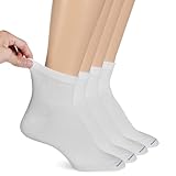 Dr. Scholl's Women's Flat Knit Relaxed Fit Ankle Value 4 Pack Sock, White, 4-10