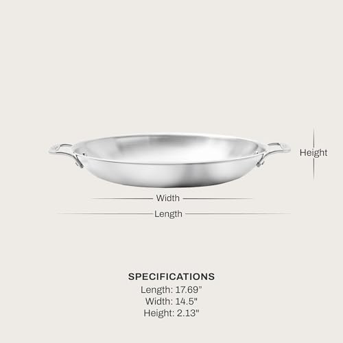 Image of All-Clad D3 Stainless Steel 14 inch Paella Pan- Made in the USA- The Original Bonded Professional Cookware- Oven Safe & Induction Compatible