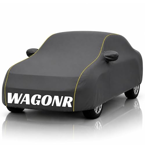 Image of Safe-Cars New Grey 100% Waterproof WagonR Car Cover | Polyester Car Body Cover for Rain & Sun | UV Protection, Dustproof, Scratch Resistant, Windproof, Heat Resistant, Custom Fit