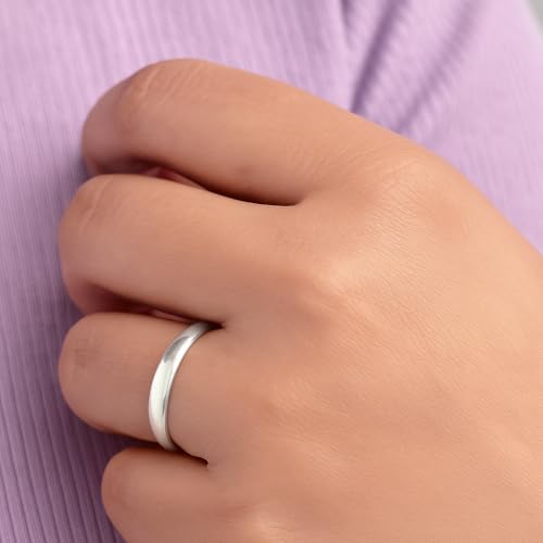 Image of Sechi 925 Sterling Silver Plain Customized Band Ring for Mens and Women | 925 Stamped Stacking Thumb Finger Ring Boys & Girls | Gift for him her | Chandi Ring | Thumb Ring | 6 Month Warranty