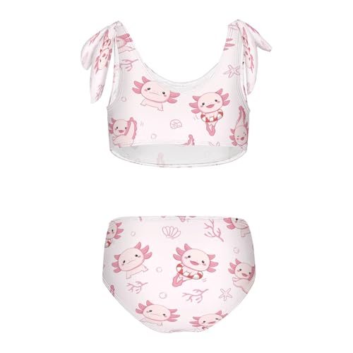 Image of Cute Kawaii Little Axolotl Girls Swimsuit Bikini Set Beach Sport Tankini 2-Piece Swimsuit 11-12T