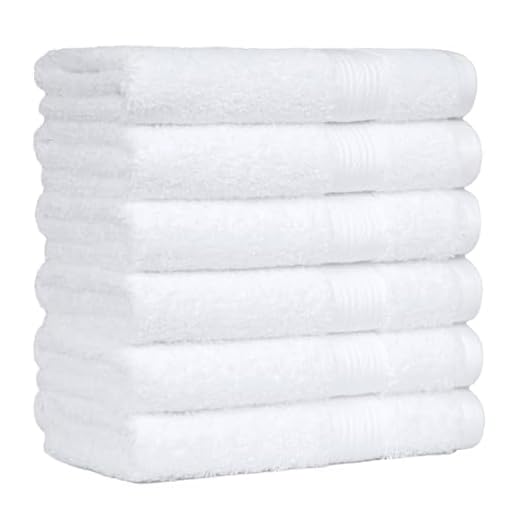AmazonBasics Fade-Resistant Cotton Hand Towel - Pack of 6, White