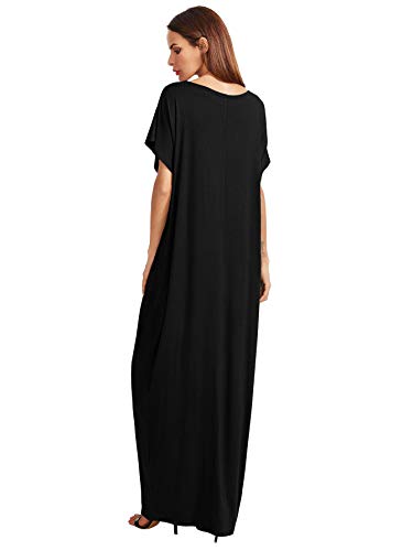 Verdusa Women's Short Sleeve Loose Long Maxi Lounge Dress with Pockets2