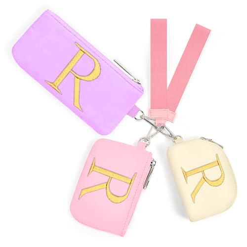 Birthday Gifts for 4 5 6 7 8 9 10 11 12 13 Year Old Girls, Crossbody Bags Fanny Pack with Initial Letter Patch Cute Stuff for Women Girls Teens (R, Purle&Pink&Cream)