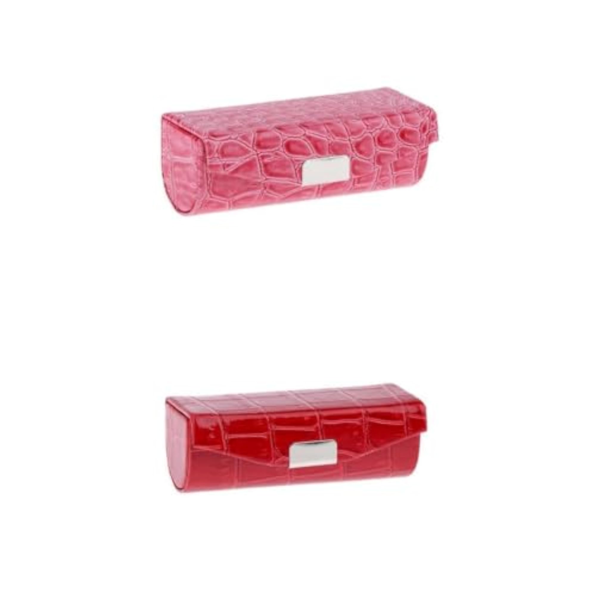 2 Colors Women PU Leather Lipstick Case with Mirror