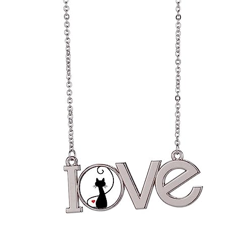Collier pendentif chat silhouette cœur M bijou quotidien tendance