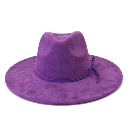 Image of Fedora Hats for Women Man with Big Wide Brim Classic Suede Panama Hat Western Outdoor hat