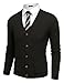 COOFANDY Men's Cardigan Sweater Long Sleeve Casual V Neck Button Down Knitted Sweater with Pockets Black