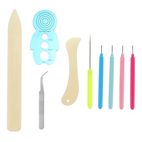 ERINGOGO DIY Art Crafting Kit 9pc Paper Quilling Tool Set Rolling Curling Needle Pen for Home Decor Random Color