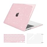MOSISO Kompatibel mit MacBook Air 13 Zoll Hülle M4 M3 M2 2025 2024-2022 A3240 A3113 A2681, Glitzer Schutzhülle Hartschale & Tastaturabdeckung & Displayschutz für MacBook Air 13,6 Zoll, Rosenquarz
