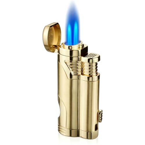 Cigar Torch Lighter with Punch Butane Refillable Lighters 2 Jet Flame Torch Strong Windproof Without