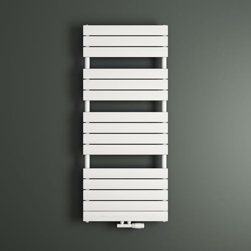 Mai & Mai Badheizkörper flach 140x60cm in Weiß Seitenanschluss & Mittelanschluss Paneelheizkörper Horizontal Handtuchwärmer Badheizung