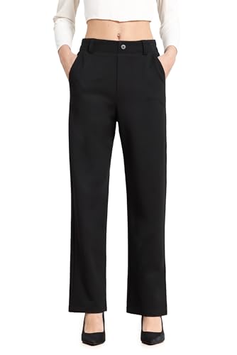 Women's Dress Pants Work High Waisted Trousers Business Casual Straight Leg Slacks 30