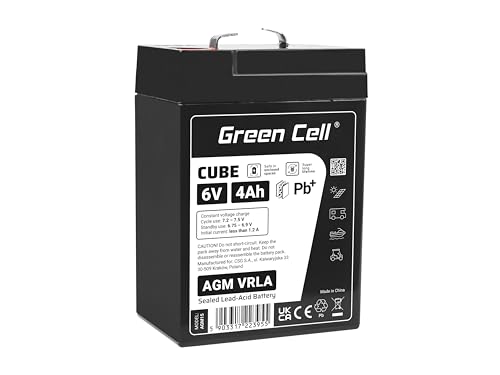 Green Cell Batería AGM VRLA 6V 4Ah - Batería sellada sin Mantenimiento para Sistemas de Alarma, UPS y Dispositivos electrónicos - Alta Durabilidad y Rendimiento confiable