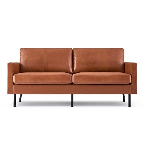 Zhom 70" TopGrain Leather Sofa, 2Seat Upholstered Loveseat Sofa