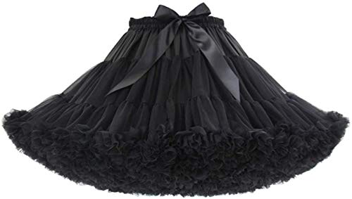 Honeystore Women s Puffy Tulle Skirt Chiffon Petticoat Tutu Princess Pettiskirts Black