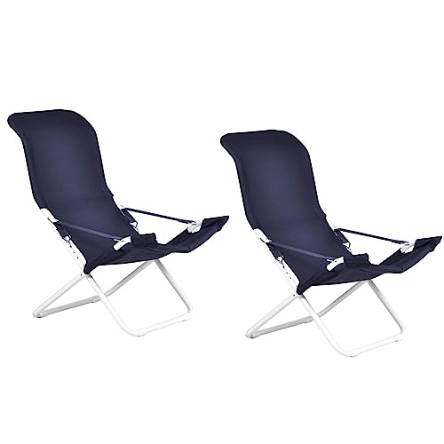 Fiam Fiesta – Tumbona anatómica ajustable de exterior – Marco de acero pintado blanco, tela poliéster azul