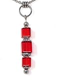  Collier pour femme en acier inoxydable avec pendentif en verre rouge