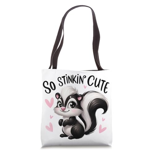 Bolsa Tote Skunk Cute con diseño de zorrillo y corazones miniatura 1