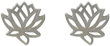 Tiny Open Lotus Flower Stud Earrings in Sterling Silver, Suitable for Teen Girls and Women, 6879