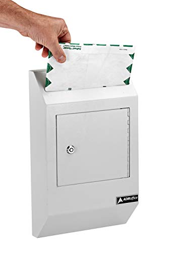 Adiroffice Drop Box - Heavy Duty Secured Storage With Lock - For Commercial Home Office Or Business Use (White) #TOP4