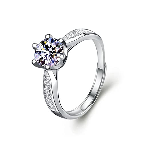 Bague moissanite 1ct argent véritable ajustable mariage fiançailles femme