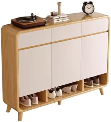 6-Tier Wooden Shoe Cabinet - Narrow Freestanding Shoe Rack with Removable Drawers, 32cm Deep Storage Shelf, Perfect for Hallway and Bedroom Organization