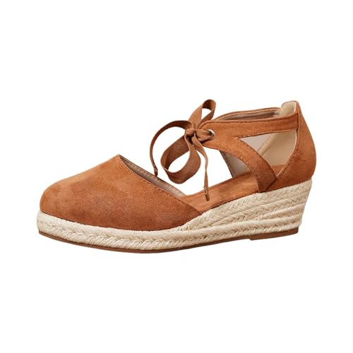 Chaussures à lacets confortables d'été style espadrilles compensées à talons hauts