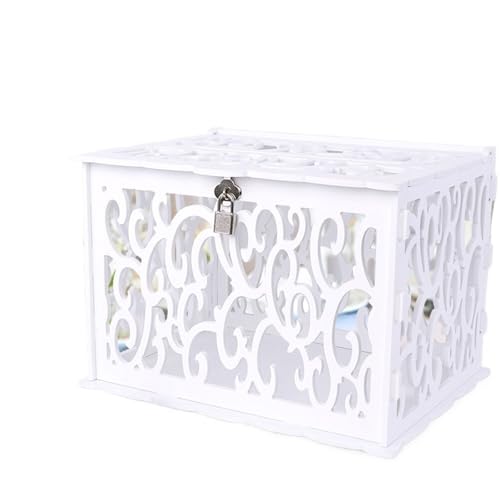 Caja para tarjetas de boda blanca para evitar pérdidas de dinero en fiestas 5