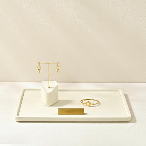 Microfiber Jewelry Trays Large Jewelry Display Tray Stackable Jewelry Bracelet Necklace Tray Organizer Ring Earring Necklace Organizer Tray Jewelry Trays For Drawers (Beige