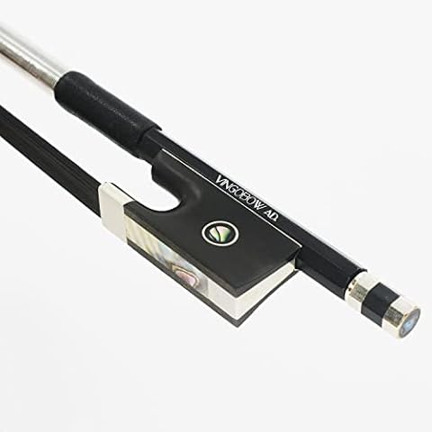 Carbon Fiber Violin Bow 3/4 Size VINGOBOW 100VB 69 cm Three Quarters for Advanced Student Straight Parisian Eyes Ebony Frog Unbleached Mongolian Black Horse Hair Powerful and Wild Tone Smooth Screw Cover