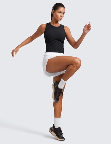 CRZ YOGA Cloudweight Womens Ruched Tank High Neck Workout Fitted Tops Basic Yoga Athletic Sleeveless Shirts3