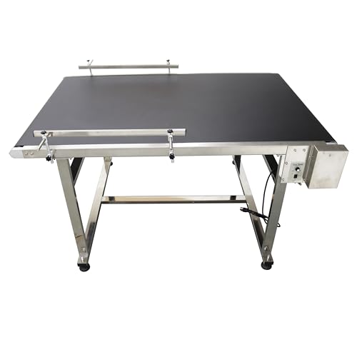 TECHTONGDA PVC Flat Conveyor Belt Systems Stainless Steel Frames Double Guardrails for Industrial Transport Conveyor Length 59inch Belt Width 35.4inch