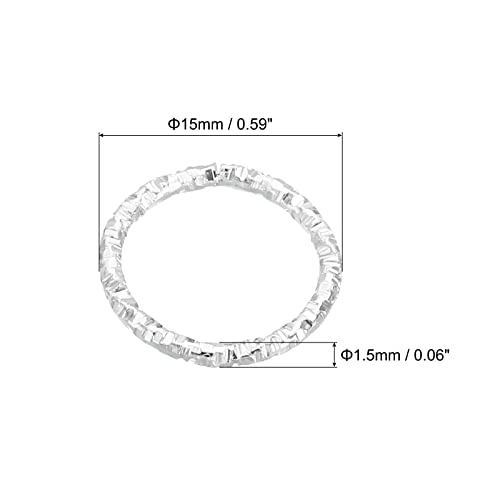 PATIKIL 1.5 x 15mm Wine Glass Charm Ring, 100 Pack Metal Earring Beading Hoop Twisted Open Jump Rings, Silver - Image 2