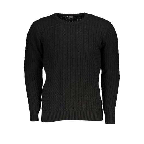 Pull homme noir col rond U.S. Grand Polo vêtement chaud en maille