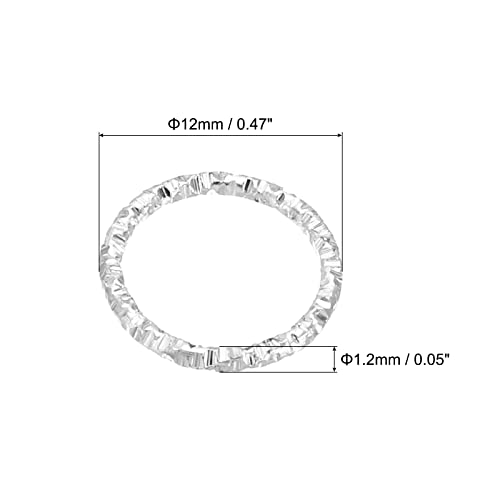 PATIKIL 1.2 x 12mm Wine Glass Charm Ring, 200 Pack Metal Earring Beading Hoop Twisted Open Jump Rings, Silver - Image 2
