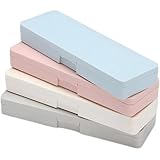ELENTGE Pencil Box, 4 Pack Hard Pencil Case with Snap-Tight Lid, Stackable Plastic Crayon Box for Marker, Large Capacity School Office Supply Storage Organizer