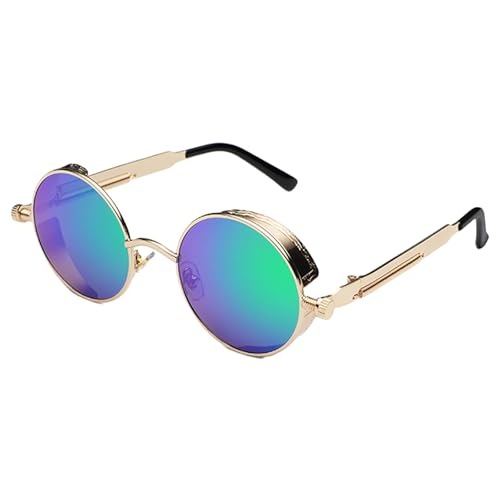 Image of PROUDDEMON Retro Gothic Steampunk Sunglasses for Women Men Round Lens Metal Frame
